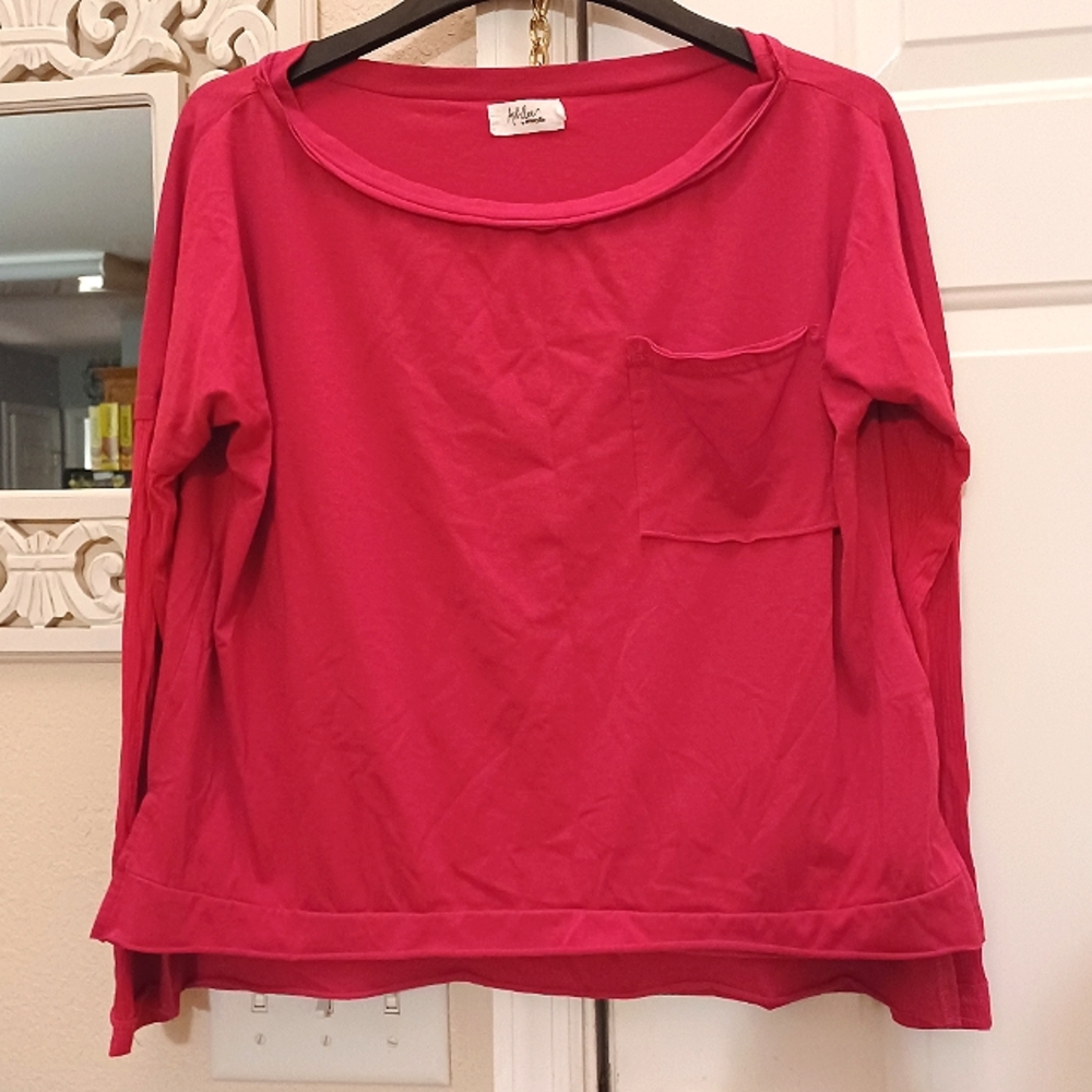 Ashlee by Amaryllis Pocket Long Sleeve Shirt Pink Women's Sz Small NWOT